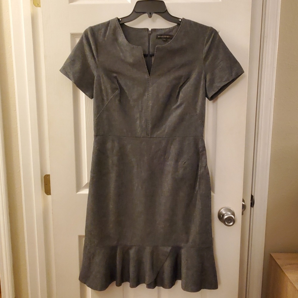 Banana Republic sz‎ 12 dark denim a-line dress ruffled classic casual career